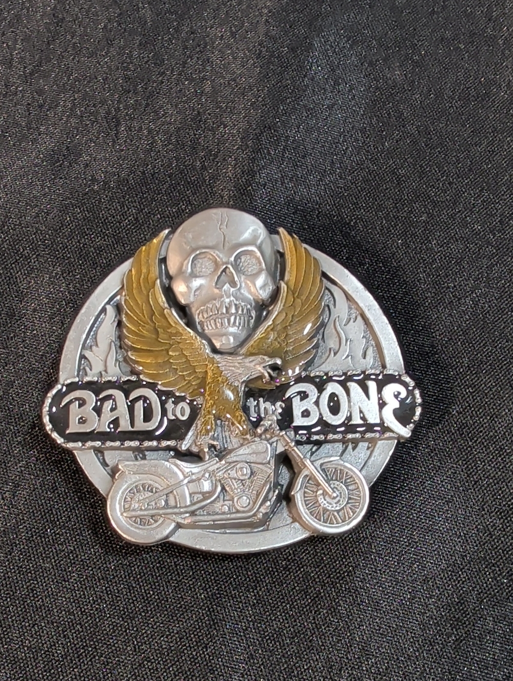 Vintage 90's Bad to the Bone Harley Davidson Belt Buckle